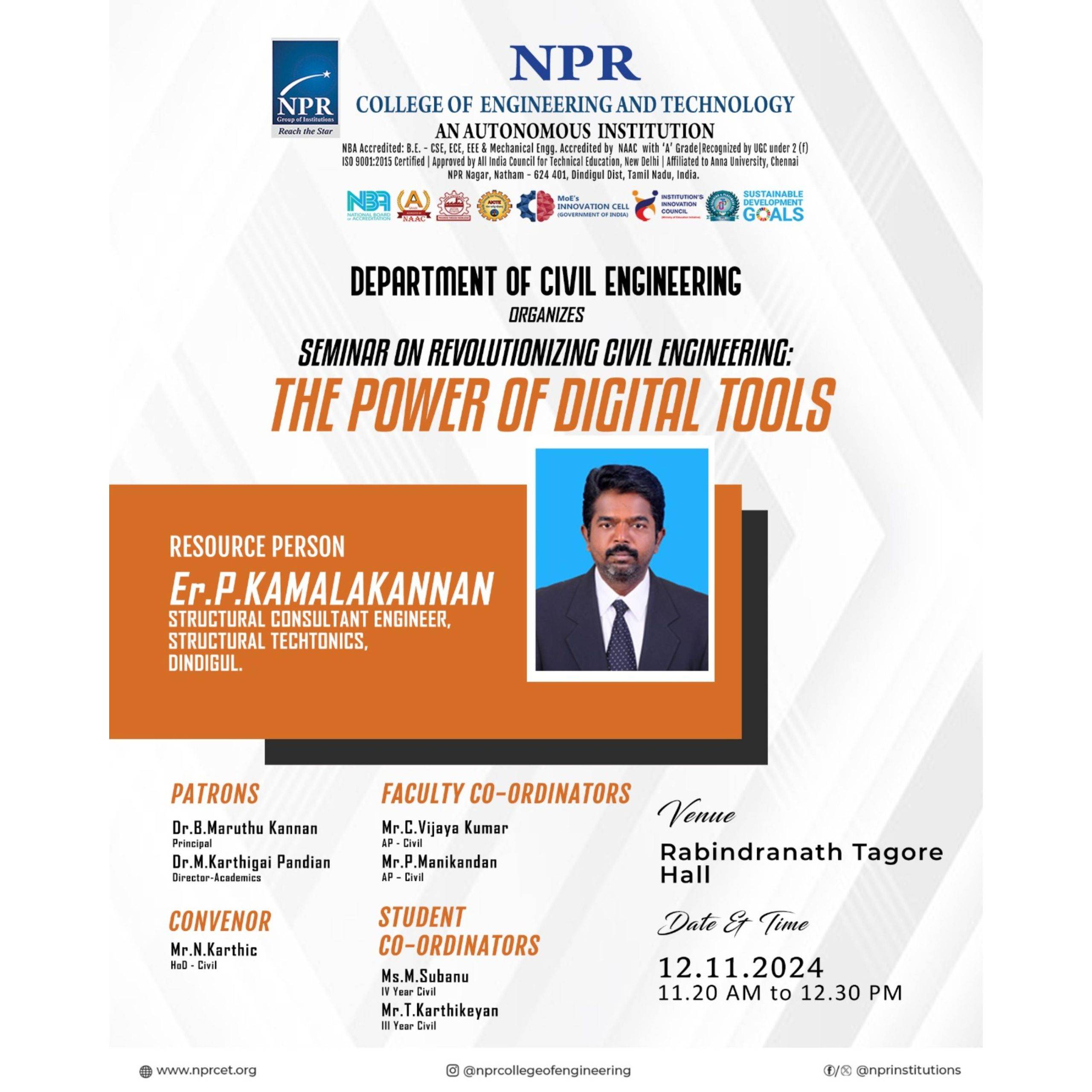 Seminar on Revolutionizing Civil Engineering: The Power of Digital Tools