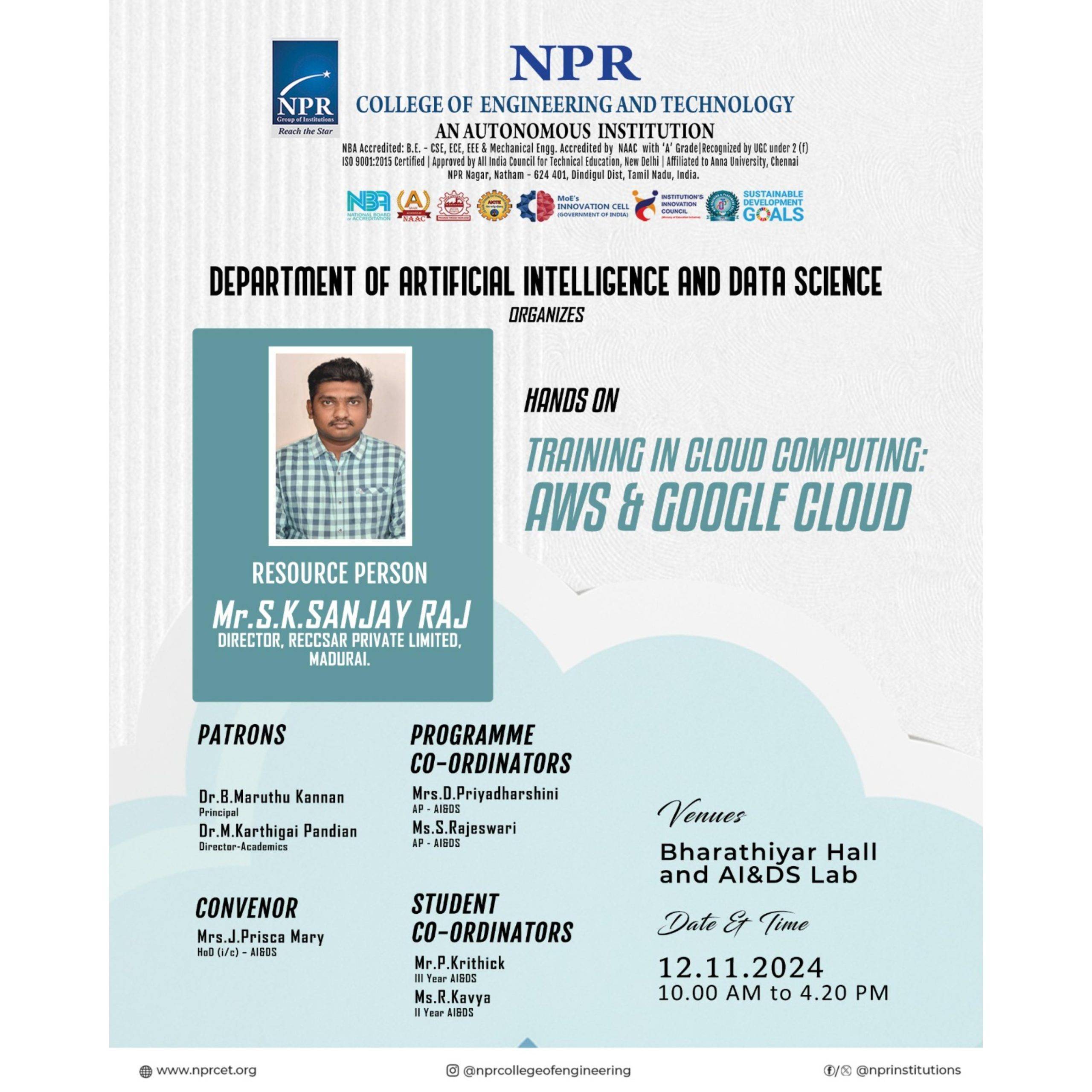 Hands-on Training on Cloud Computing: AWS & Google Cloud